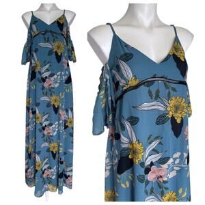 Little Mistress Boho Cottagecore Maternity Maxi Dress Floral Fairycore Size 8 M
